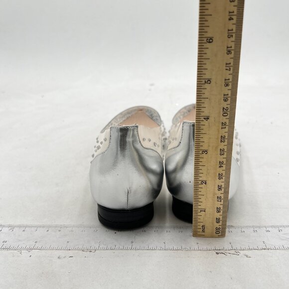 XYD Silver Rhinestones Clear Low Heels Slip On Pointed Toe Evening Dressy Shoes - Picture 5 of 8